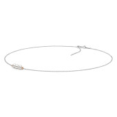 Colier perle naturale albe cu lantisor argint si bilute placate cu aur roz Trilogy DiAmanti MS22507N_W-G
